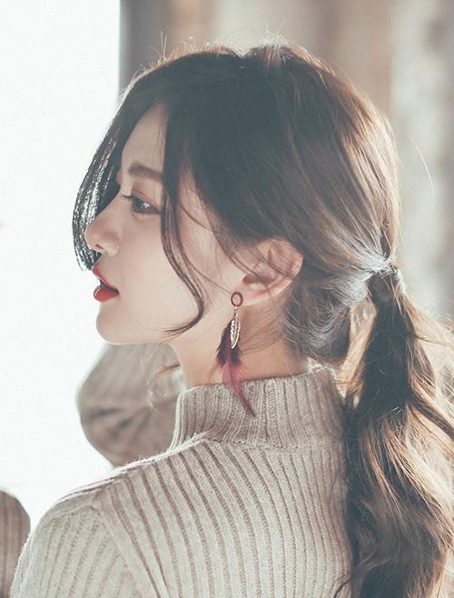 여성 인모 앞머리가발 슬림 롱 스타일 인모블렌딩
