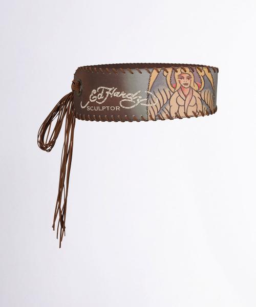 [Sculptor X Ed Hardy] Faux Leather Angel Belt Mahogany