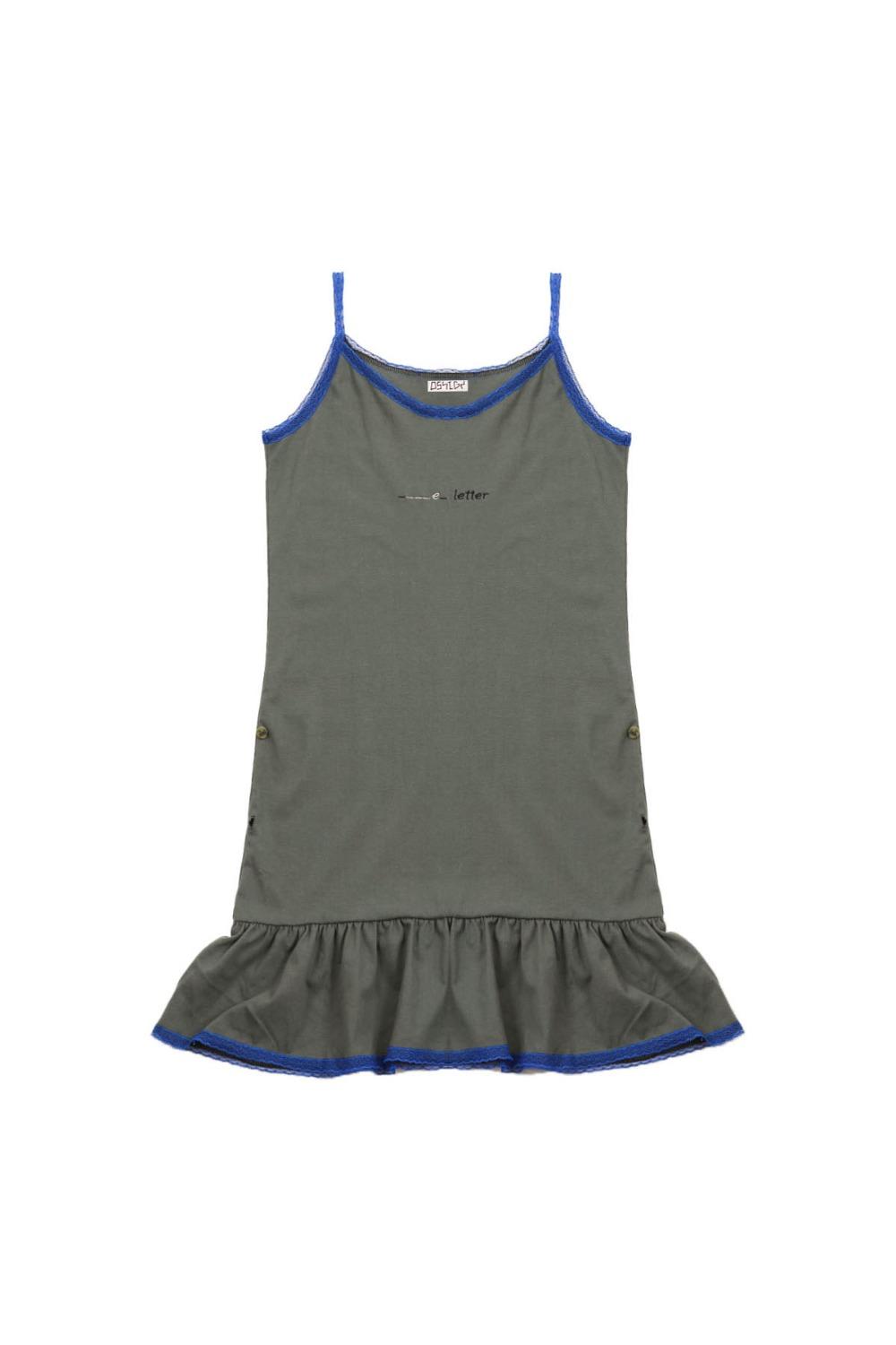 Lace Button Dress Khaki