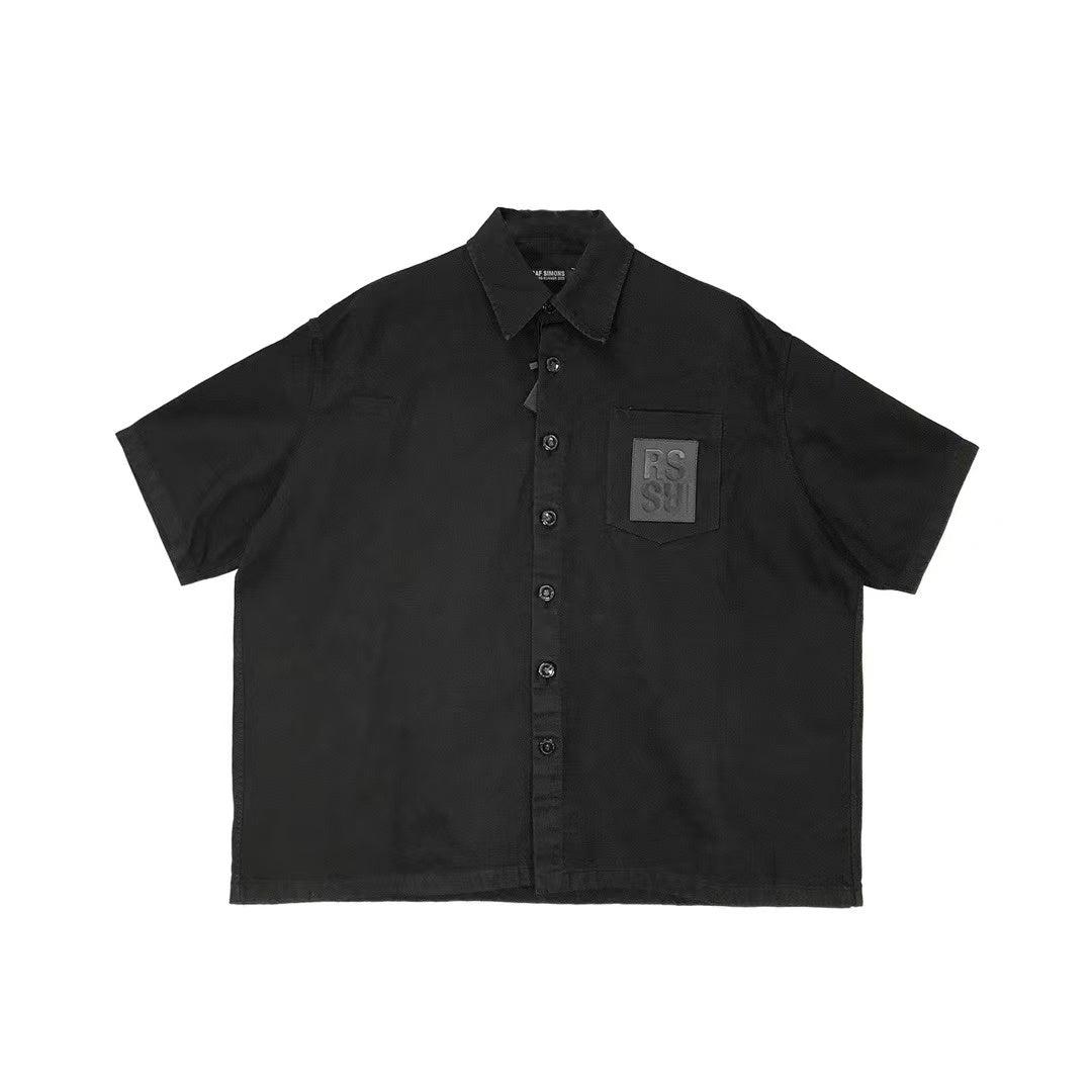 Raf Simons Logo Patch Denim Short Sleeve Shirt - S