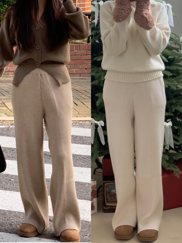 (자체제작)루나 키작녀 니트팬츠 밴딩 골지 겨울 바지
