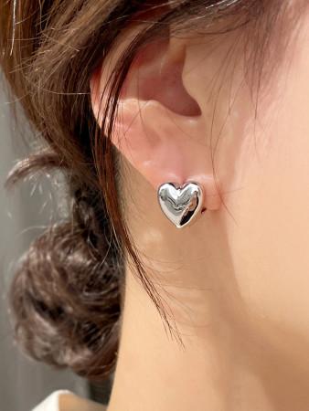 [무배] 통통 양면 하트 원터치 귀걸이