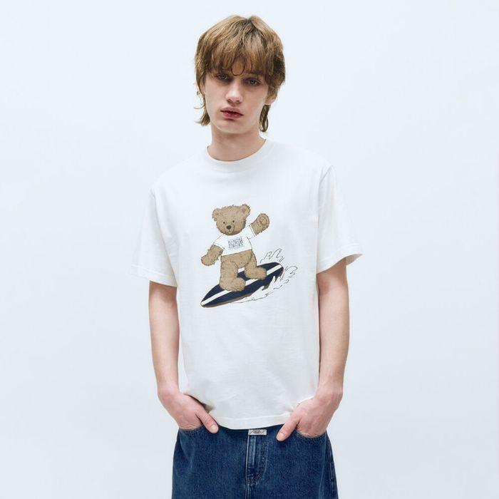 SURFING DOODLE BEAR TEE white