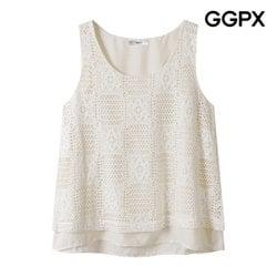 자가드 톤온톤 레이어드형 슬리브리스 블라우스 (GP7SH061F)