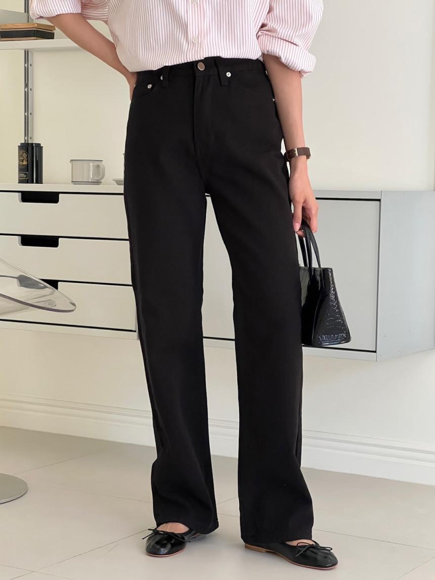 이너프 폴드 기모 블랙 데님 팬츠 inouf