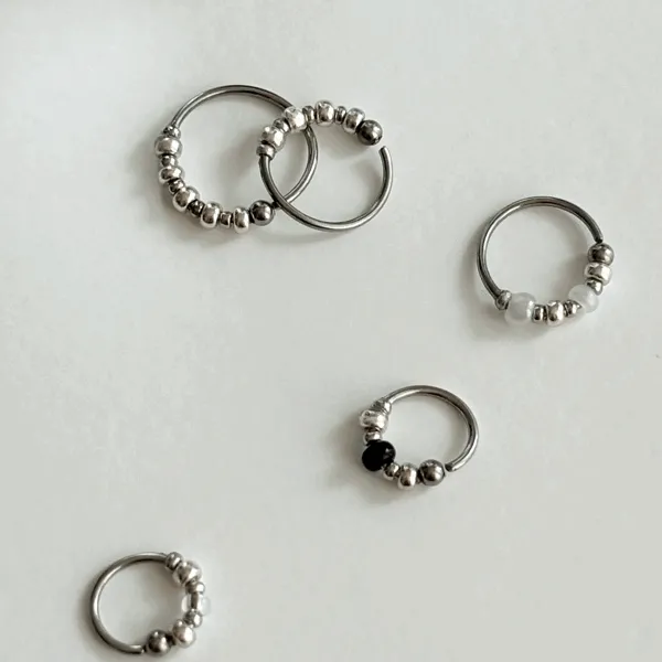 [made] 비즈 링피어싱 chrome color