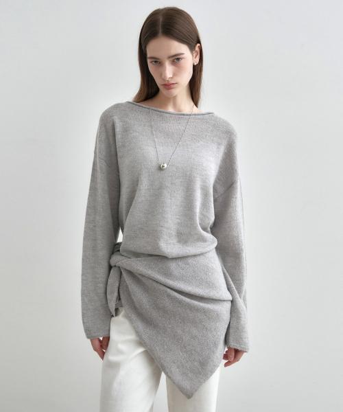 루즈 알파카 보트넥 니트 탑 그레이 MDKT119GRAY