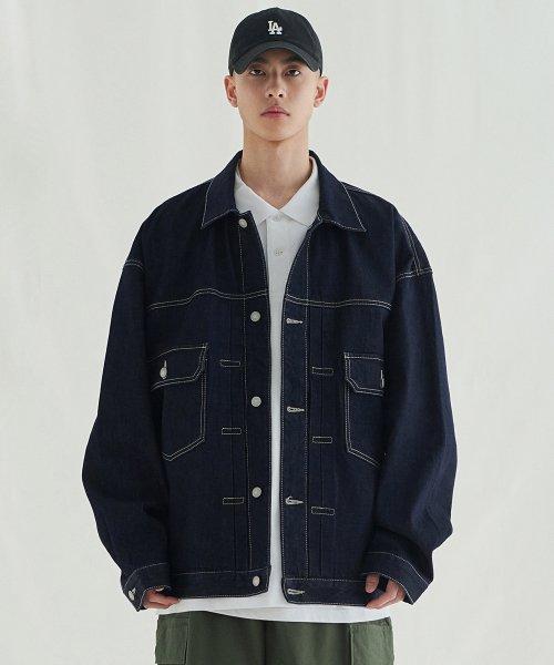 오버 핏 타입2 트러커 재킷 [다크 블루]