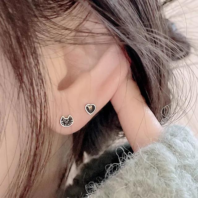 🐈‍⬛야옹🐈‍⬛써지컬스틸 냐옹 하트 고양이피어싱 *549