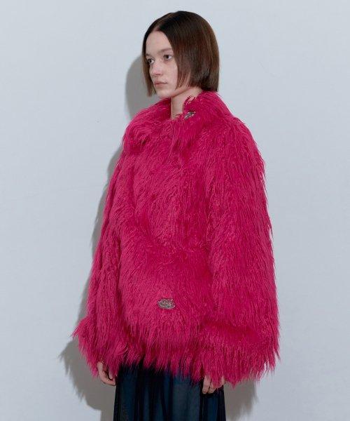 Faux Mongolian Jacket Fuchsia