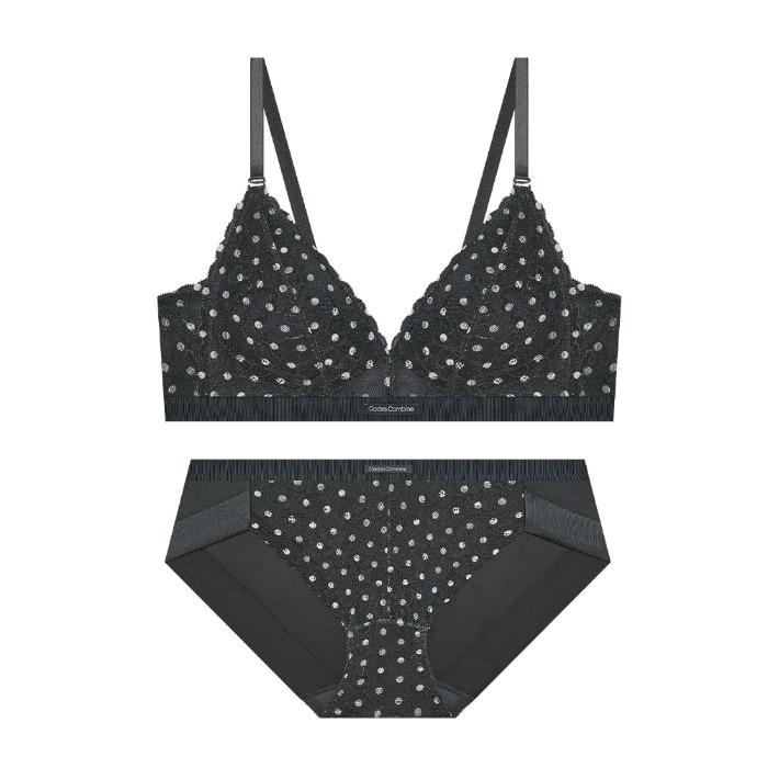 도트 레이스 골지밴드 노와이어 브라