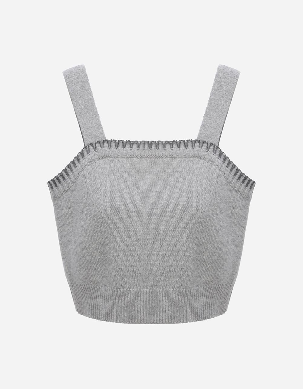 [Thursday Island]_T239MVT901W_[배우 김향기 착용] 파인울 배색 니트 탑