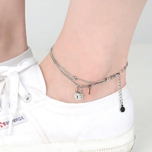 써지컬스틸 열쇠 두줄 체인 발찌 / GHMA-003