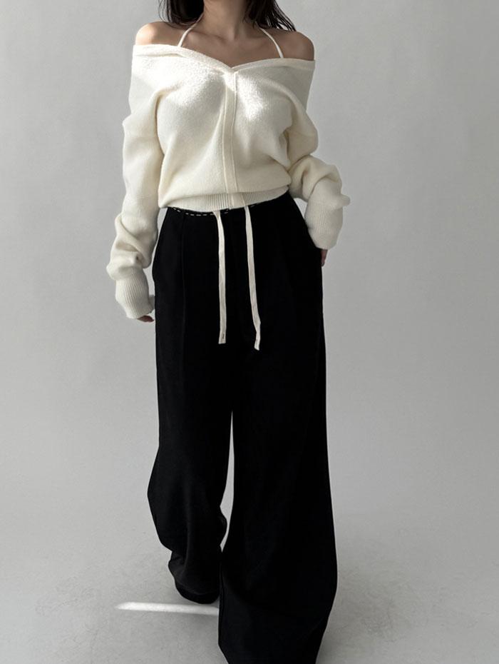 [Mua'd] 홀터 끈 브이넥 니트 (3color)