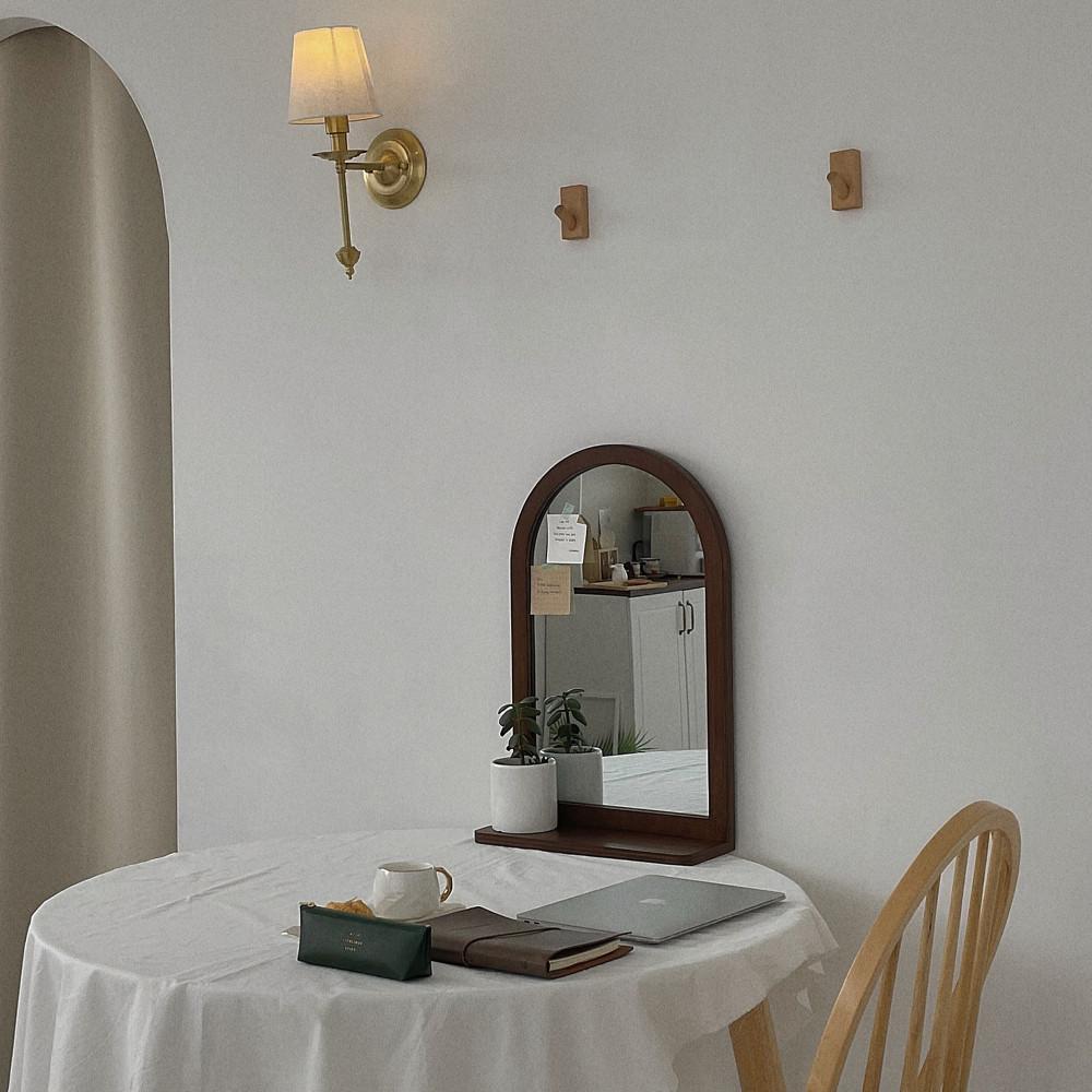 우드제이  우드 원목 앨리스 탁상 선반 아치형 거울