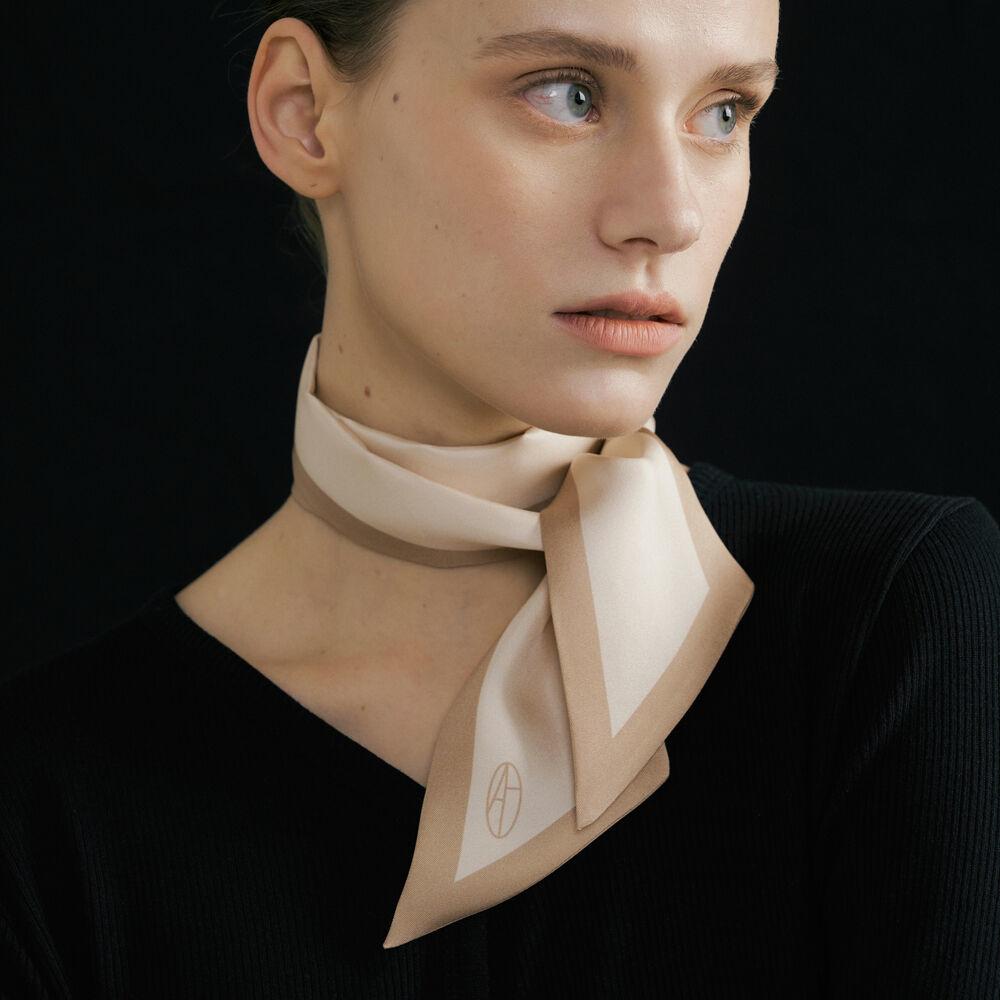 Long Twilly Silk Scarf - Latte/ Beige