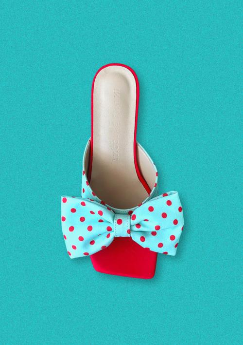 리보네트 도트 땡땡이 오버사이즈 리본 슬리퍼 뮬 2cm