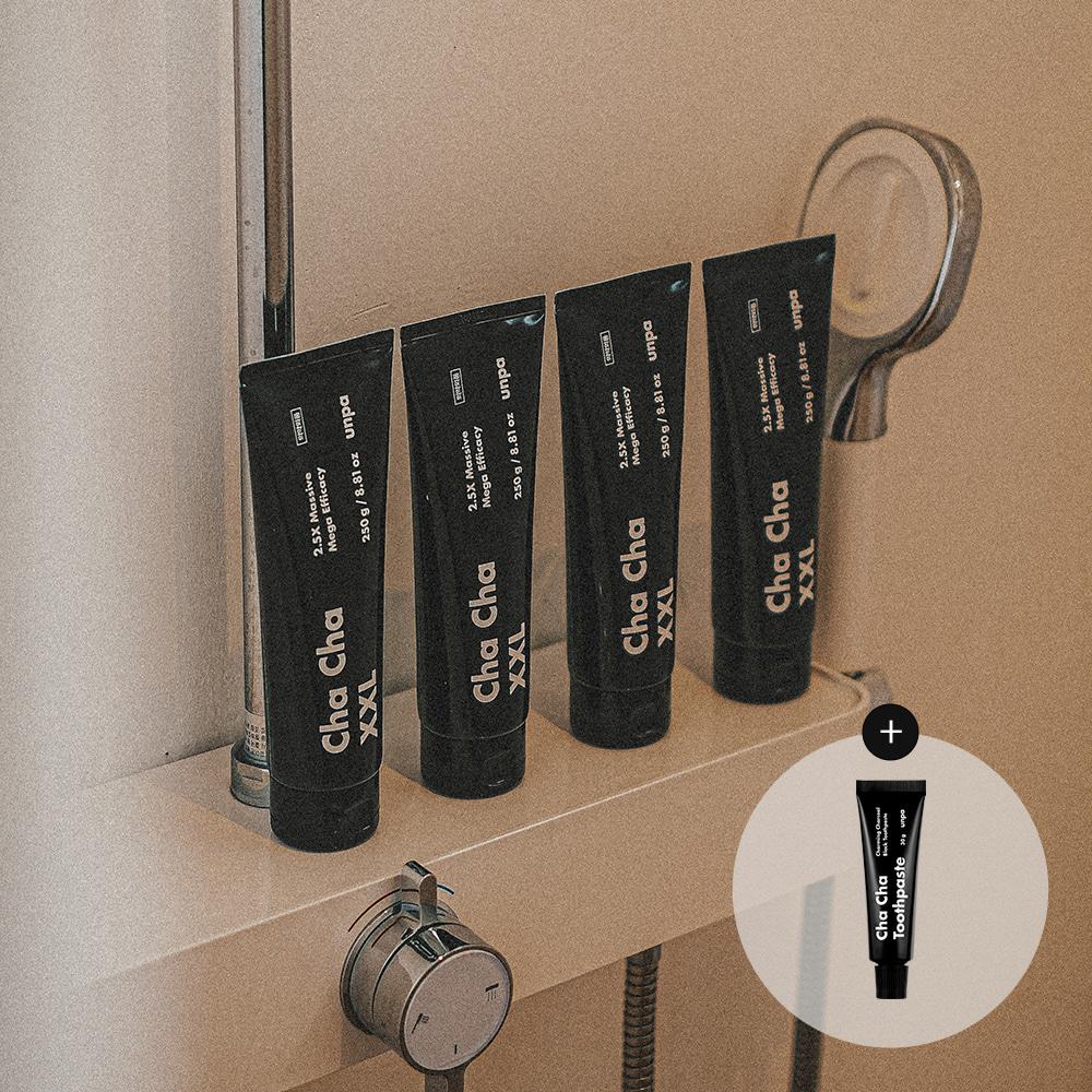 언파 차차 치약 블랙 XXL 250g 4개 1,000g 대용량 세트