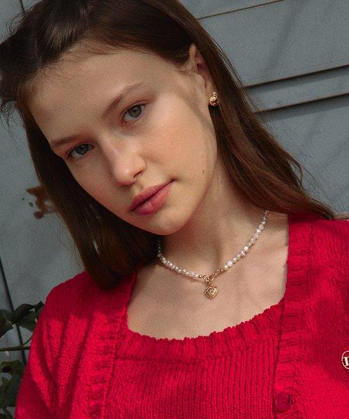 PEARL LOGO HEART NECKLACE GOLD