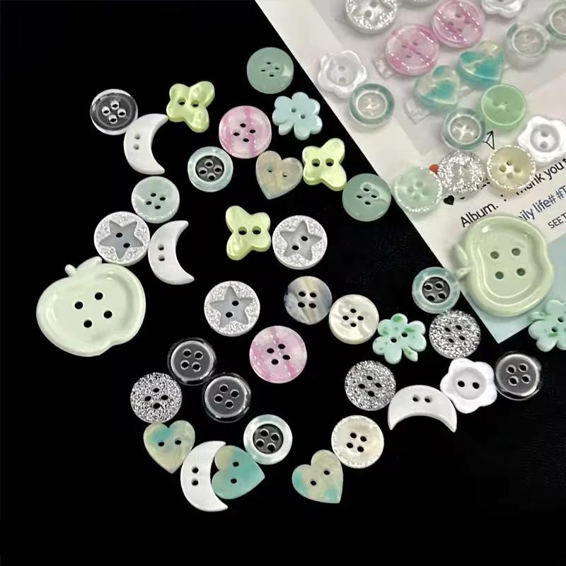 무작위 버튼 여름 녹색 DIY 재봉 재료