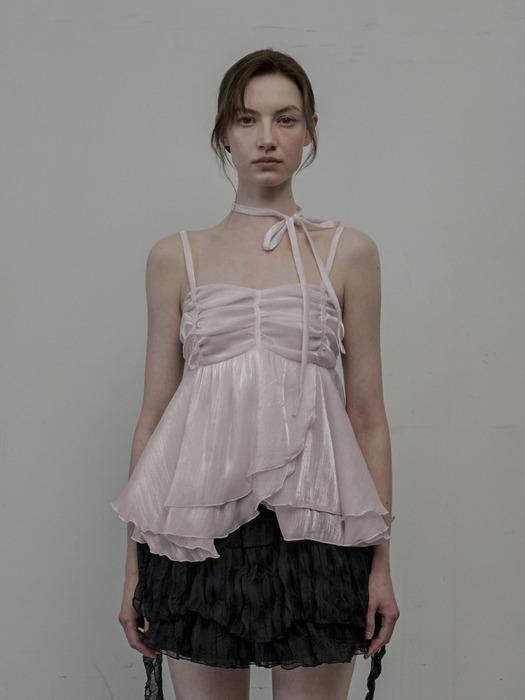 Dew Crape Muffler Sleeveless top-Pink