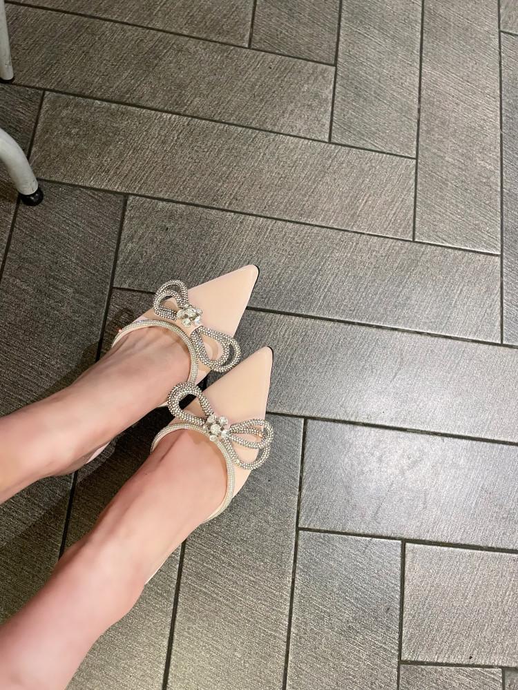 스텔레토 보석 큐빅 리본 뮬 힐(4color)