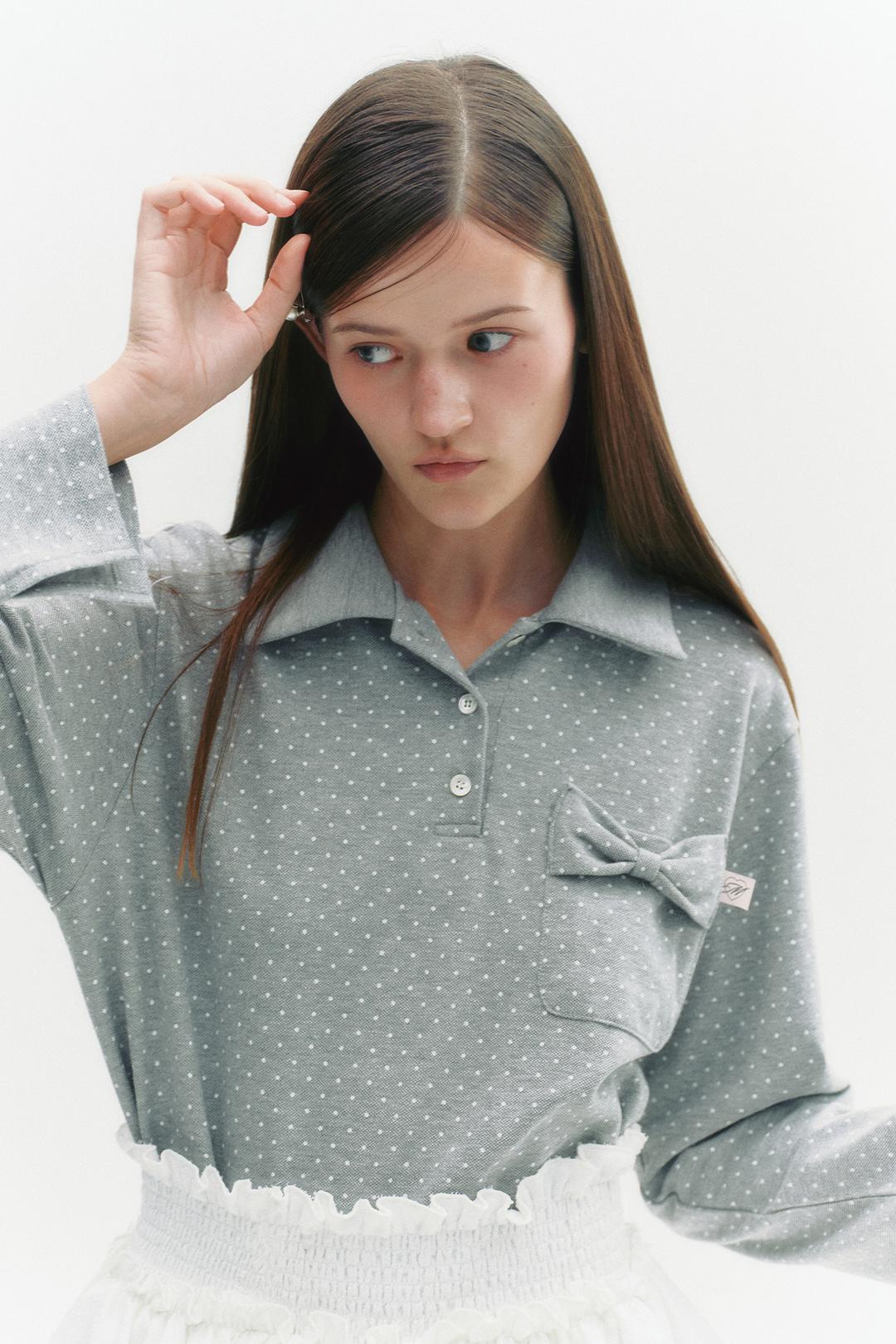 Ribbon Dot Pk T-Shirt Gray