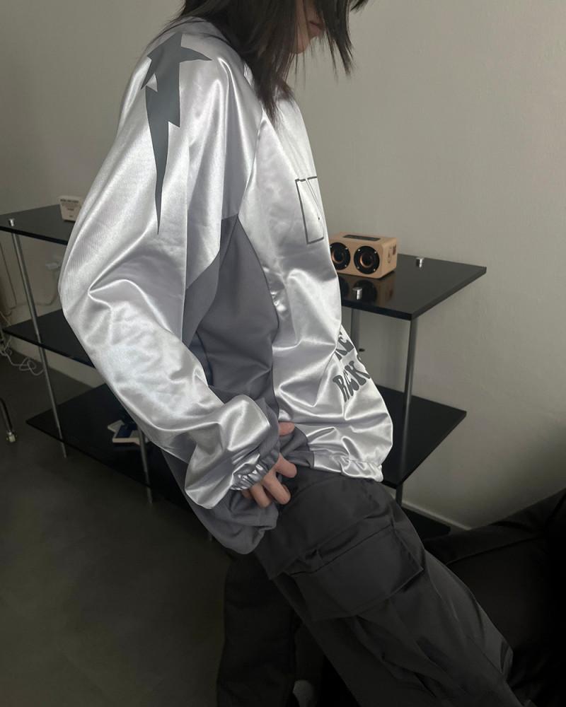 (Unisex) 라이크 스타 새틴 져지 맨투맨 (2color) 남녀공용 긴팔 티셔츠 롱슬리브