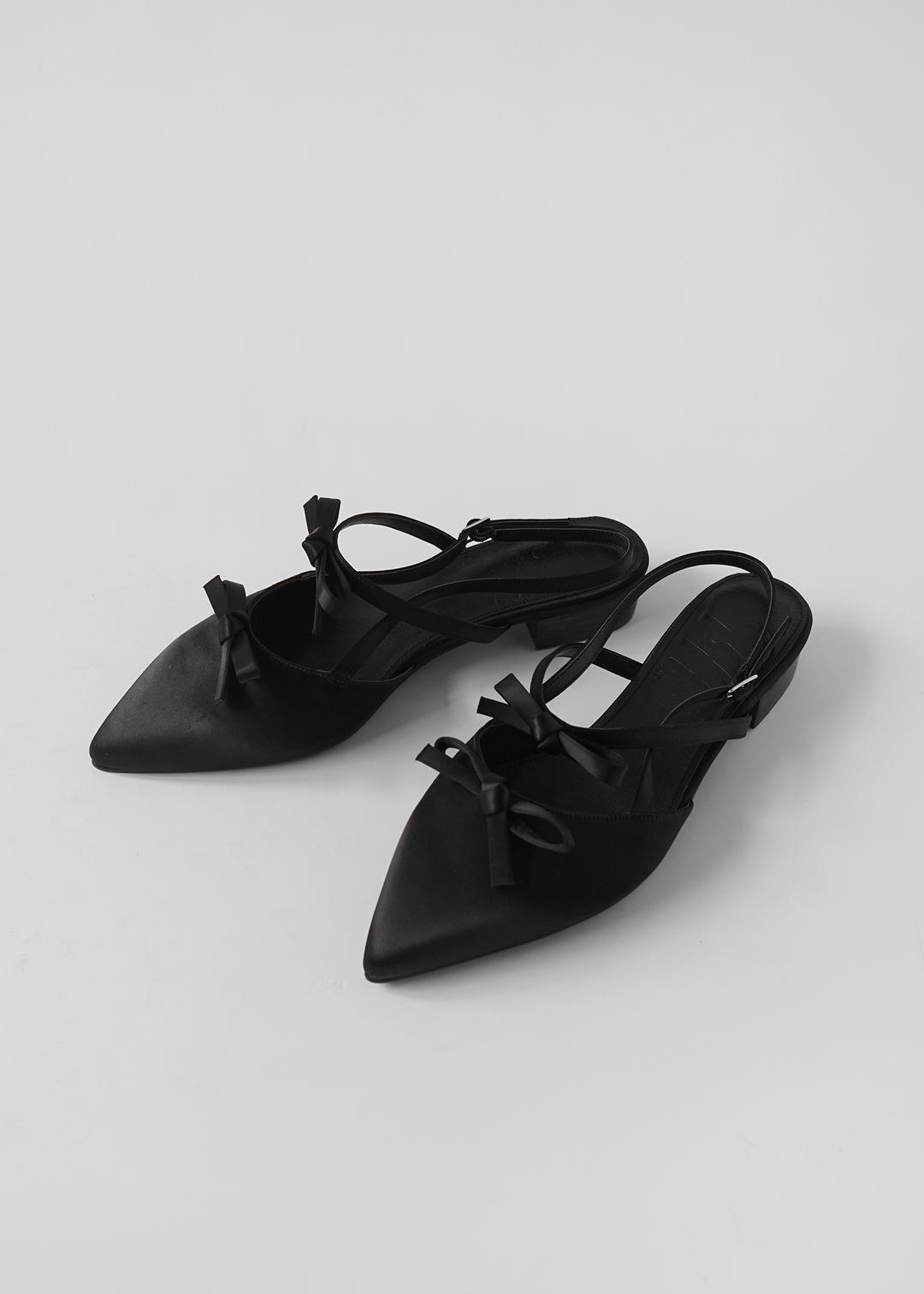 Double Bow Slingback Silky Black