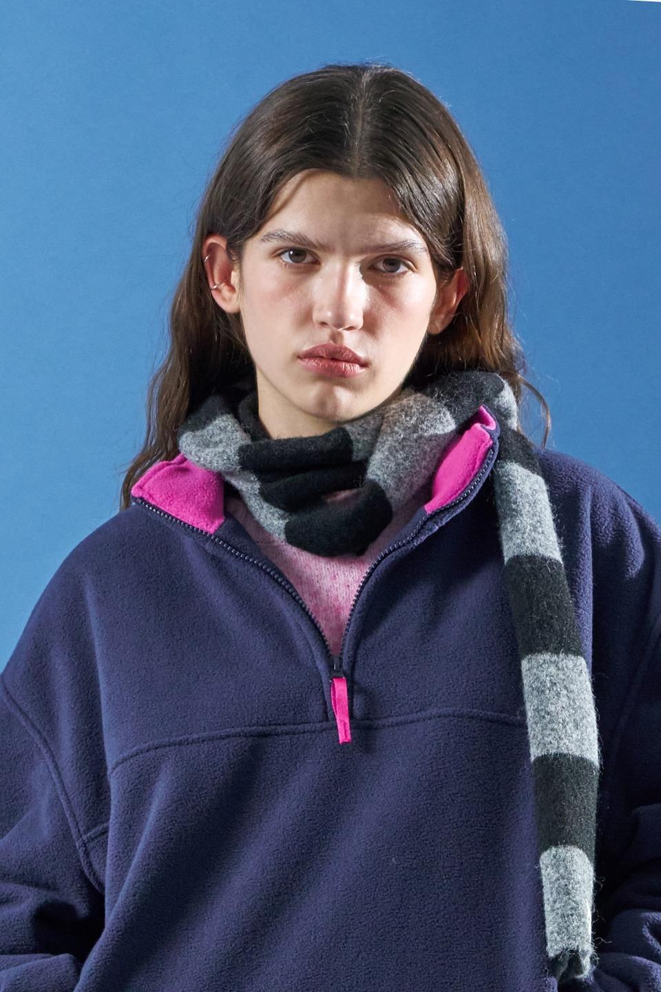 [10.17 (Fri) Release] M.C Stripe Hairy Knit Muffler / Gray