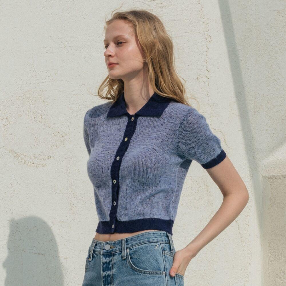 알파카 카라 하프 가디건_3COLOR