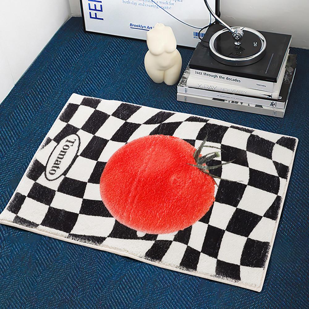 욕실 주방 화장실 발매트 체크 패턴 현관 체커보드 인테리어 포인트 도어 미니 러그 토마토