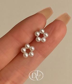 925실버 스왈 진주 플라워 미니 귀걸이