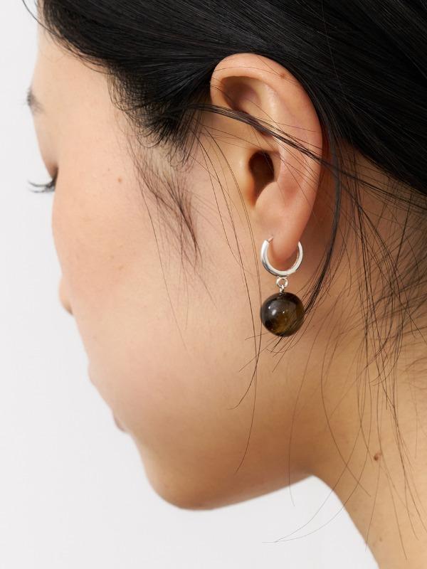 [silver925] tiger eye gem drop earring