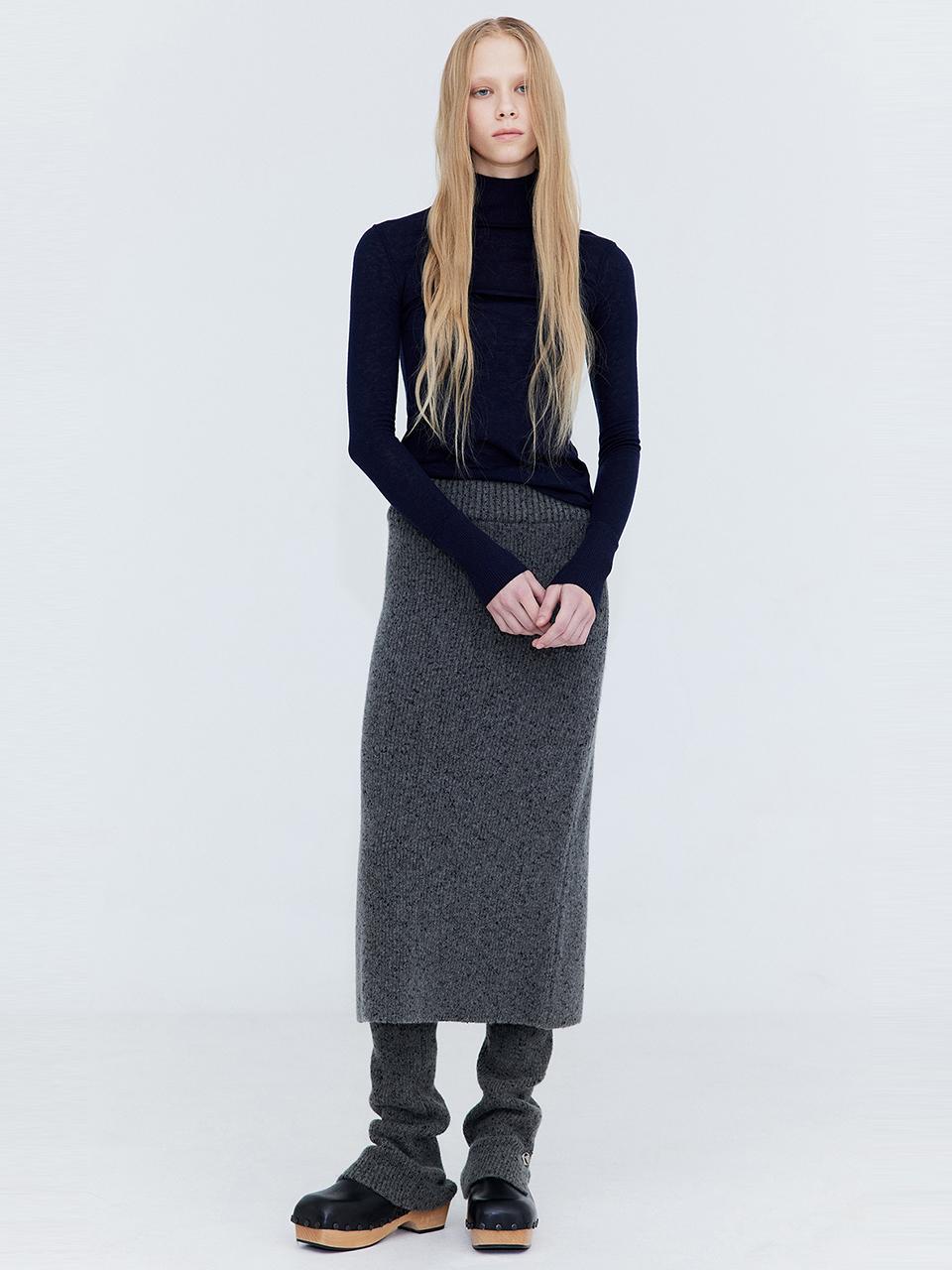 Knit Banding Skirt_Charcoal