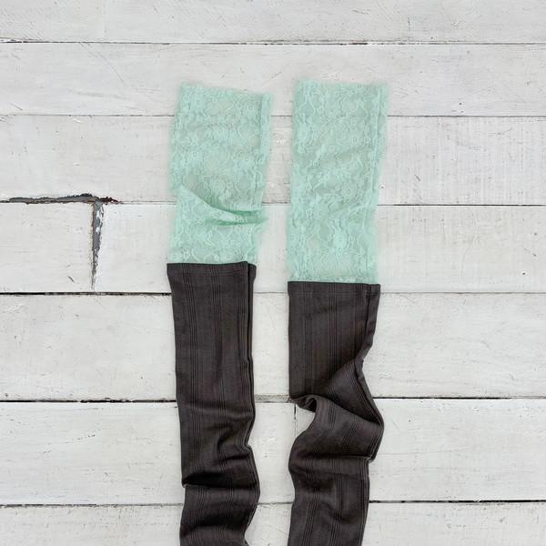 Lace layered over kneesocks / greymint