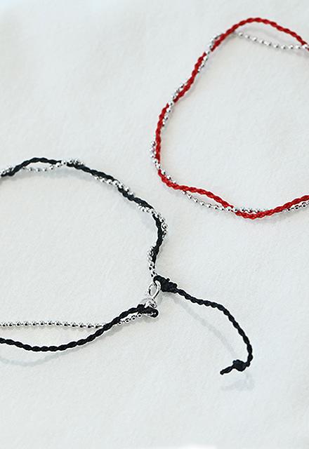 버블볼 체인 투라인 꼬임 실버925 은 실 매듭 팔찌