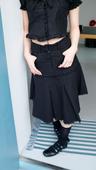 grunge unbalance midi skirt