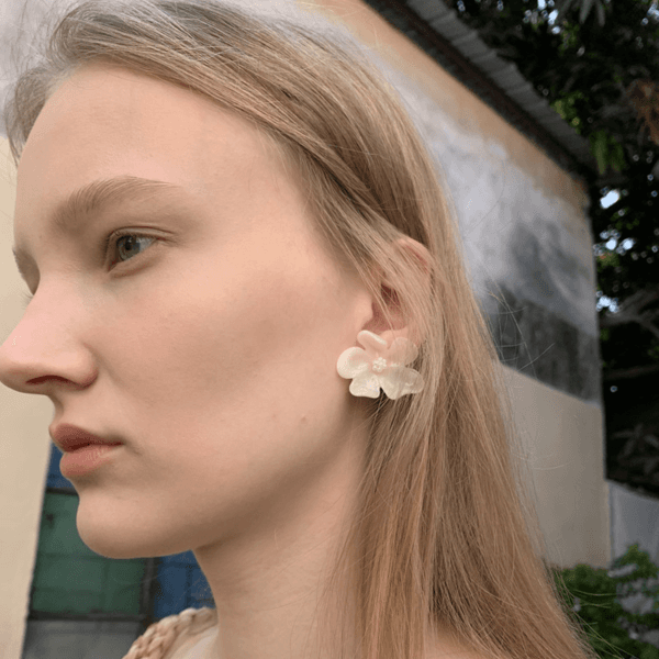 LONSLAN French Retro Resin Flower High-Quality Earrings
