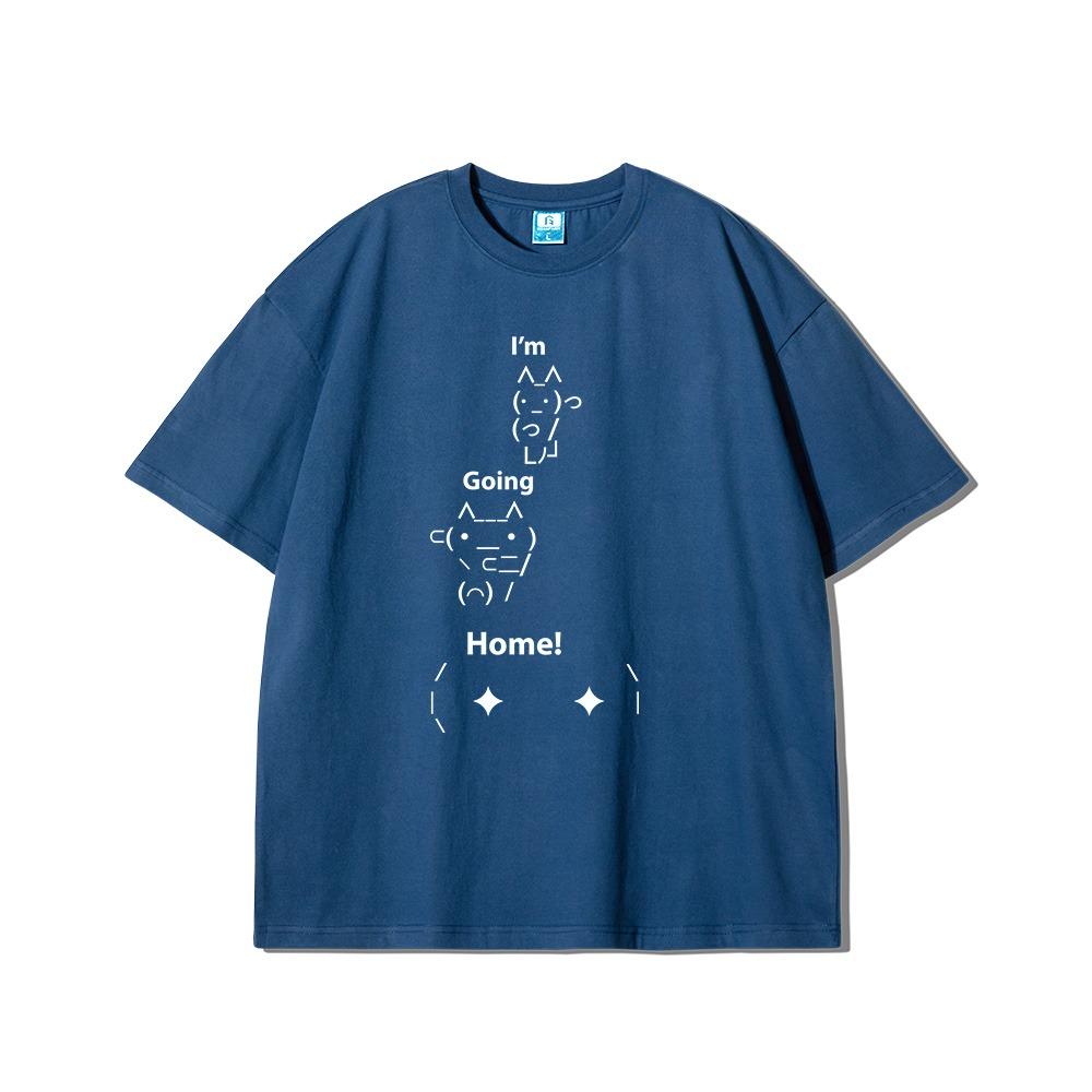 암 고잉 홈 프린팅 오버핏 반팔티- 네이비