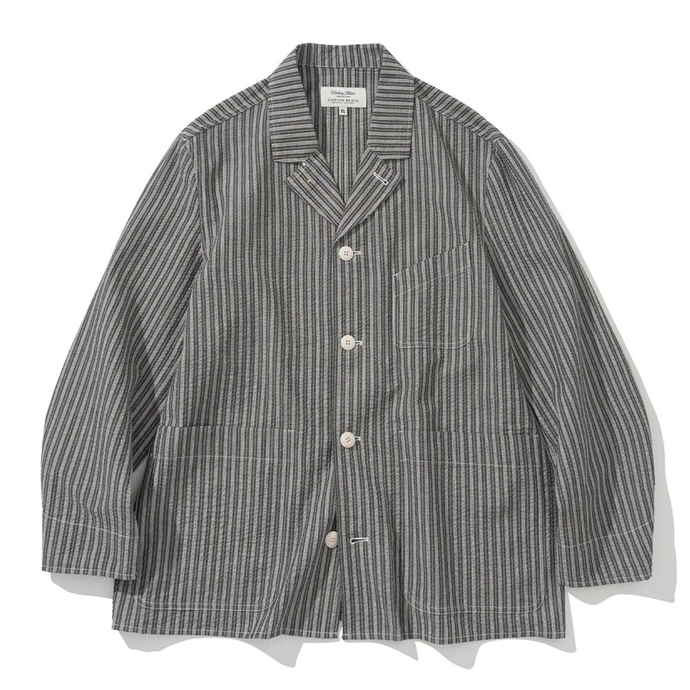seersucker stripe coverall jacket black