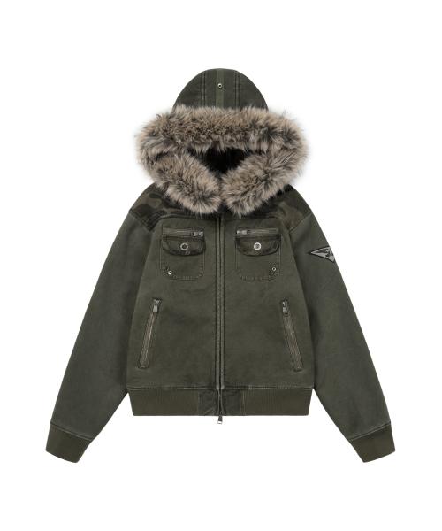 Fur Camo Contrast Jacket (Khaki)