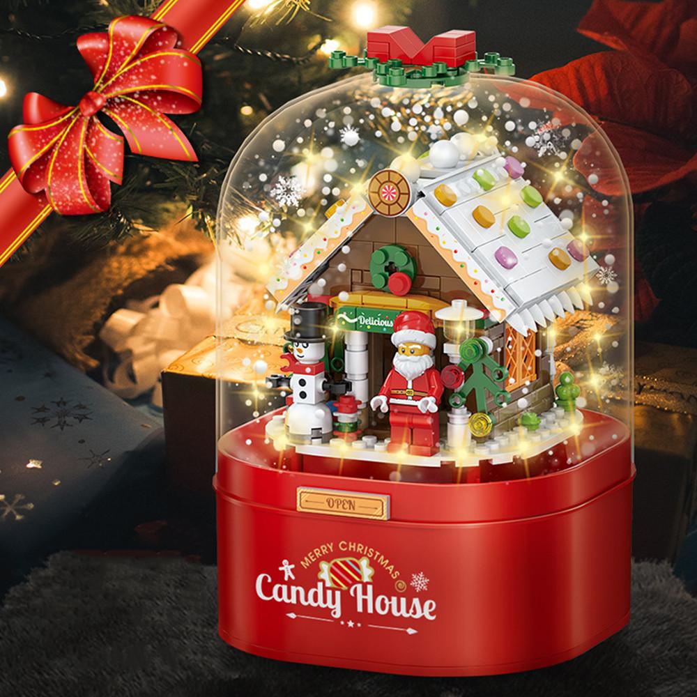 쿠마마 크리스마스 눈내리는 하우스 오르골 레고 블럭 DIY 조립