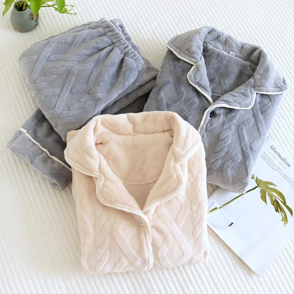 극세사 무지 남자 수면잠옷 여자 겨울 잠옷 상하세트 커플