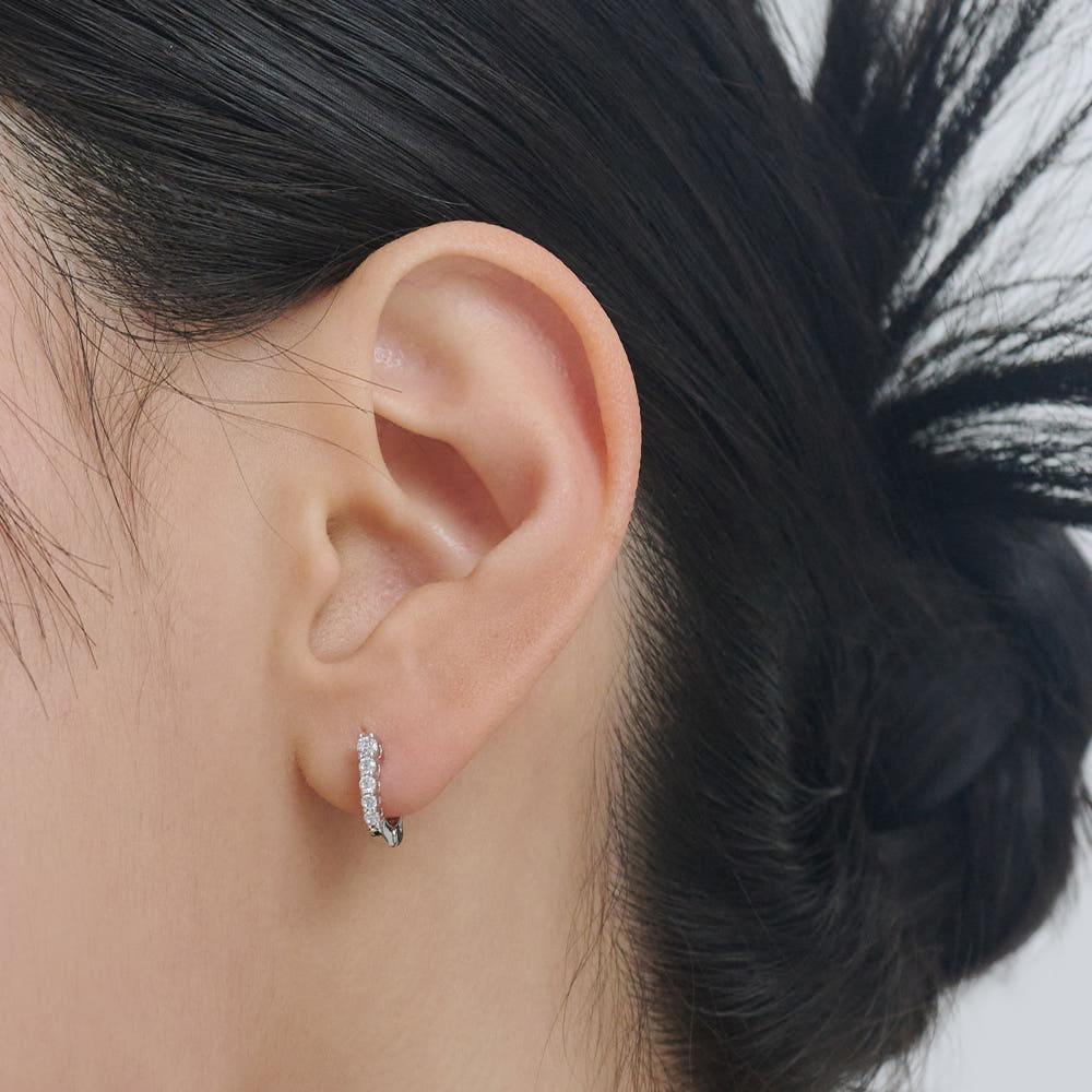 골드앤디어 14K 후프 큐빅 원터치 귀걸이