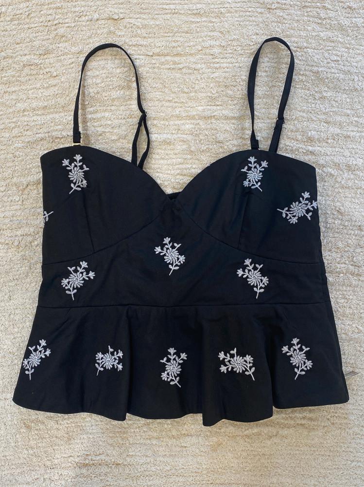 루엔 자수 나시 블라우스 탑