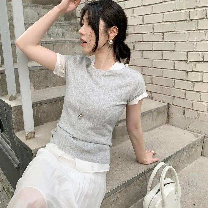 [1st REORDER] HEM SLIT BOATNECK KNIT [GREY]