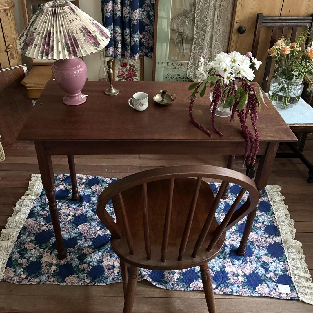 vintage navy floral fabric