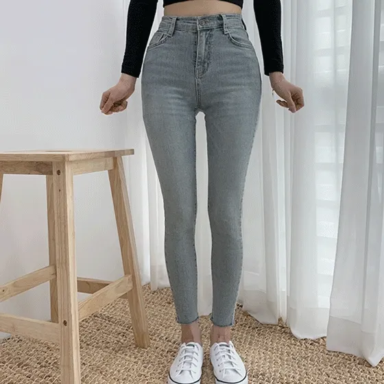 [기장선택/아담,미들,롱ver.]키맞춤 블루그레이쉬 스판 데님 스키니진[S,M,L]