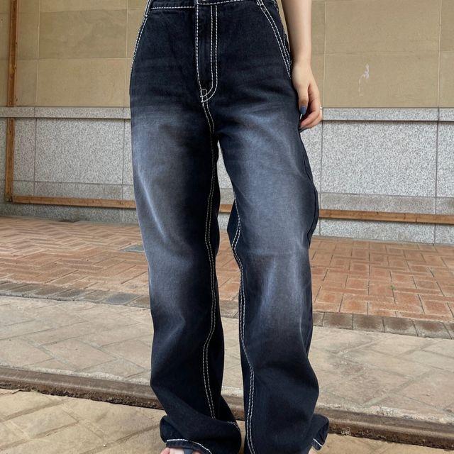 스티치 카본 흑청 진
